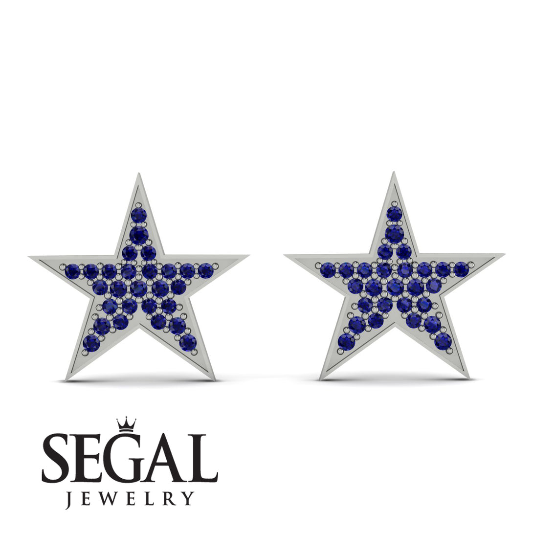 Star Stud Sapphire Earrings - Star No. 15