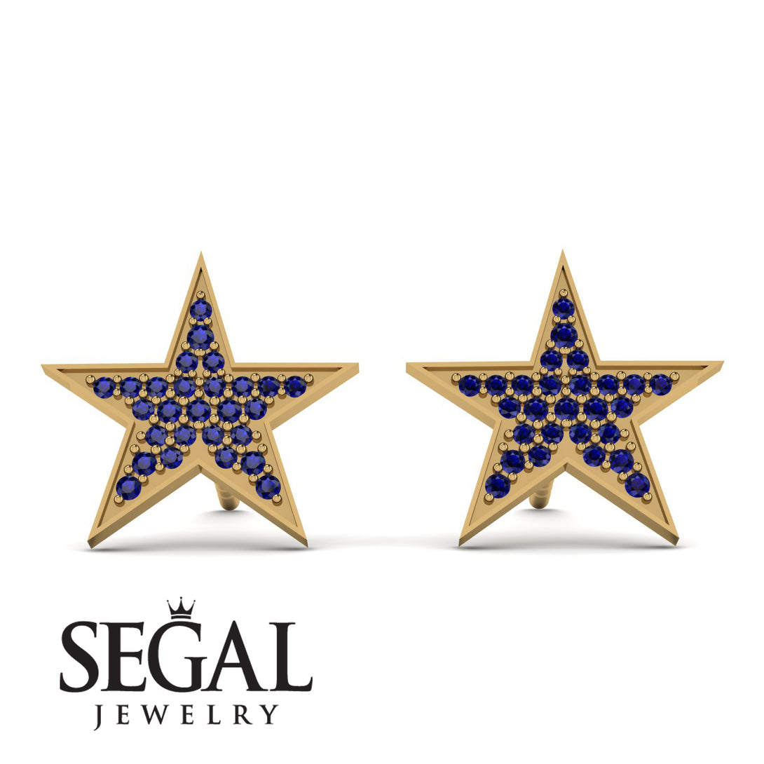 Star Stud Sapphire Earrings - Star No. 13