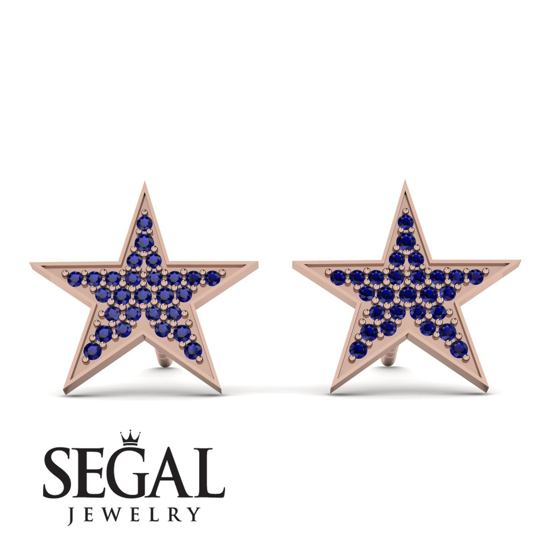 Star Stud Sapphire Earrings - Star No. 14