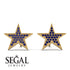 Star Stud Sapphire Earrings - Star No. 13