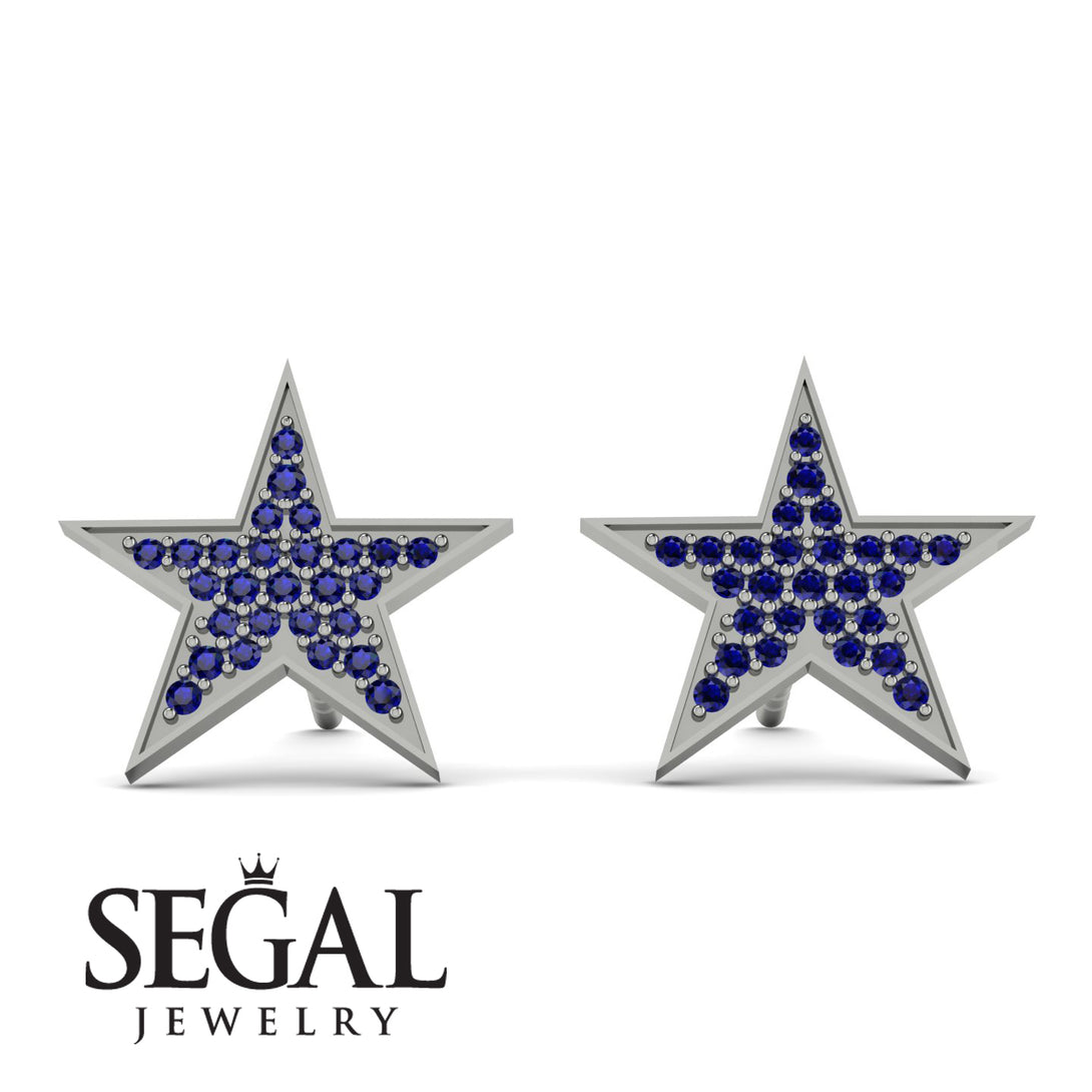 Star Stud Sapphire Earrings - Star No. 15