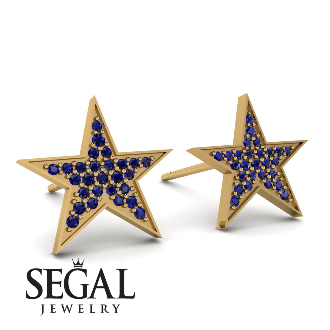 Star Stud Sapphire Earrings - Star No. 13