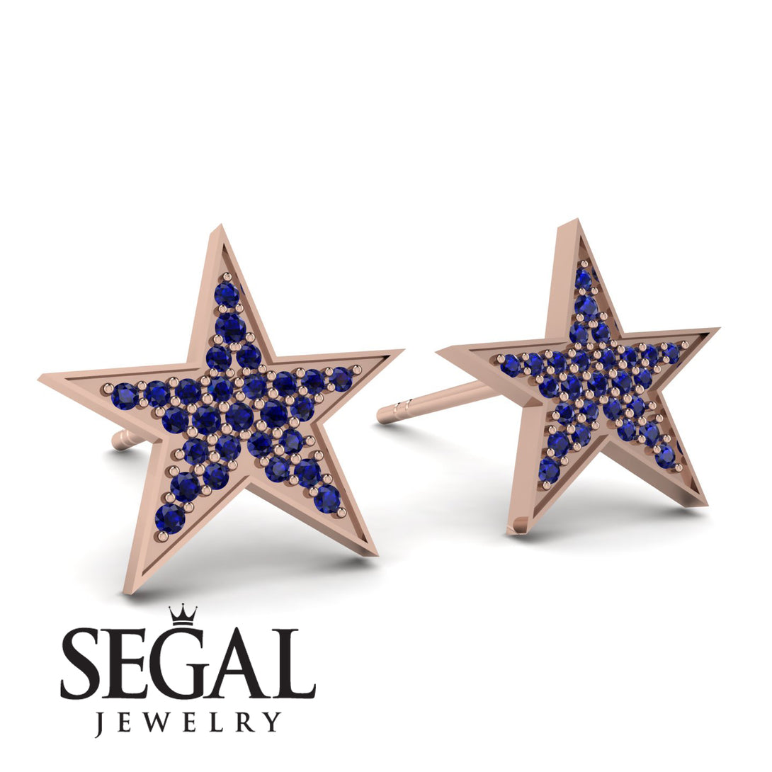 Star Stud Sapphire Earrings - Star No. 14