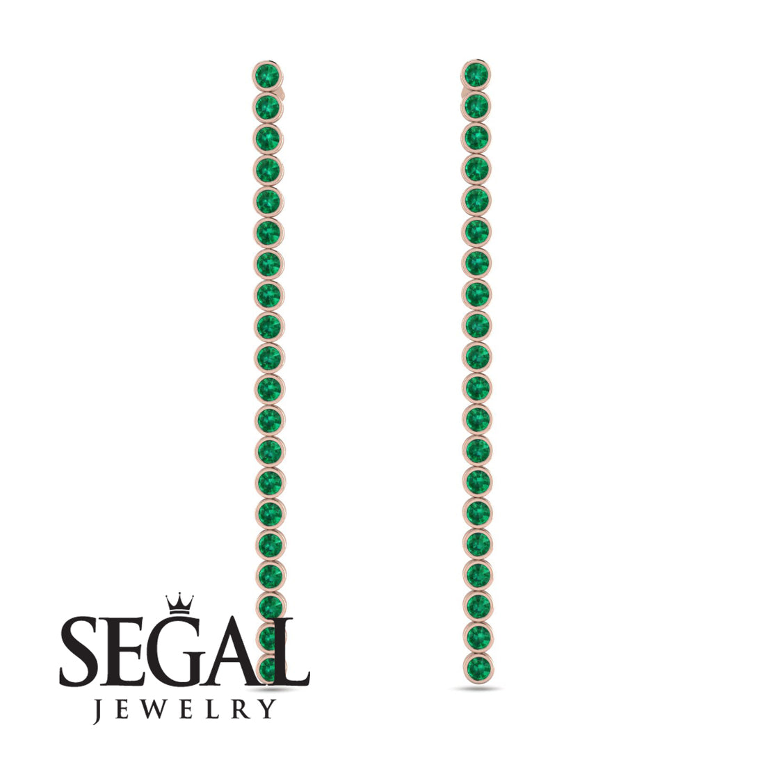 Stud Long Bezel Emerald Earrings - Salma No. 5