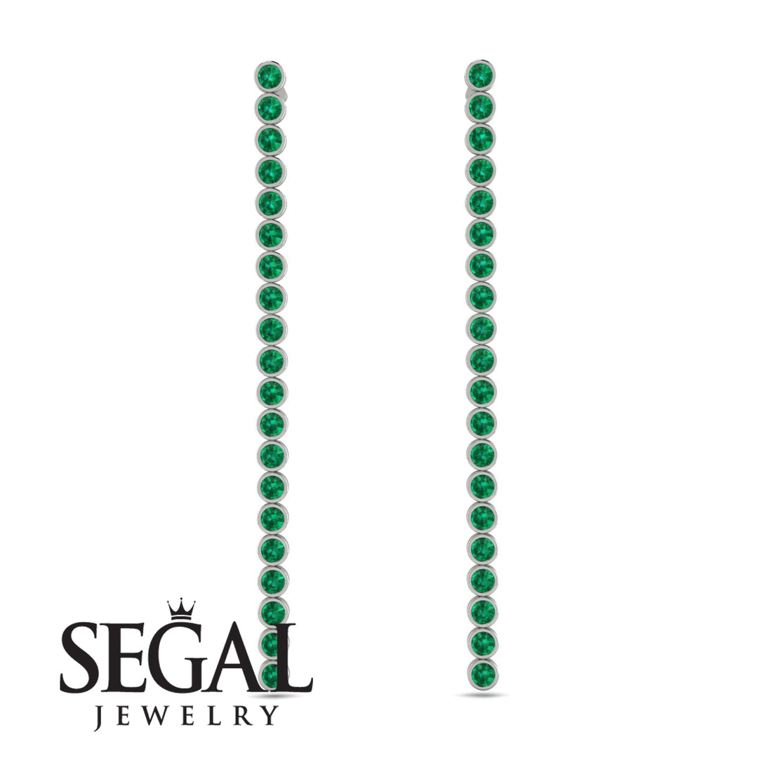 Stud Long Bezel Emerald Earrings - Salma No. 6