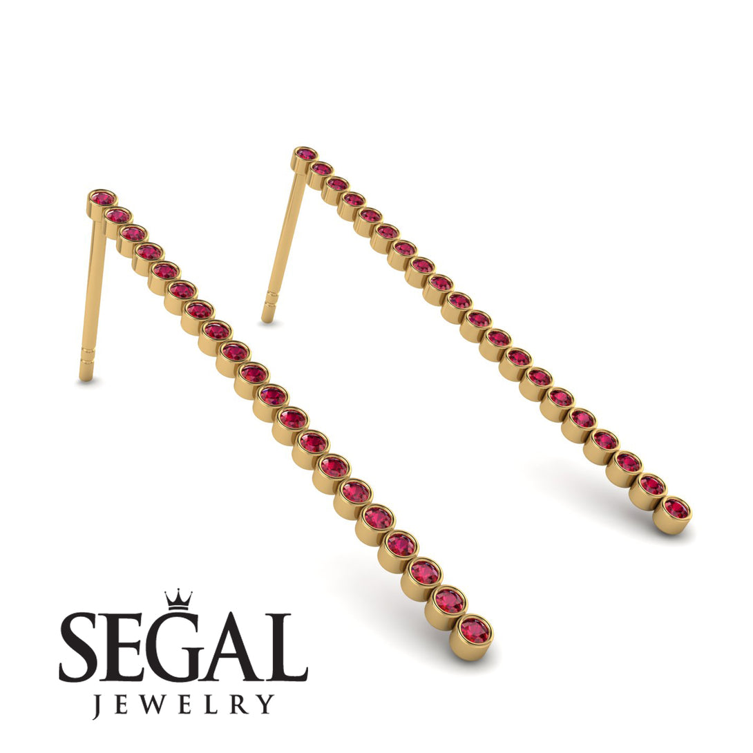 Stud Long Bezel Ruby Earrings - Salma No. 10