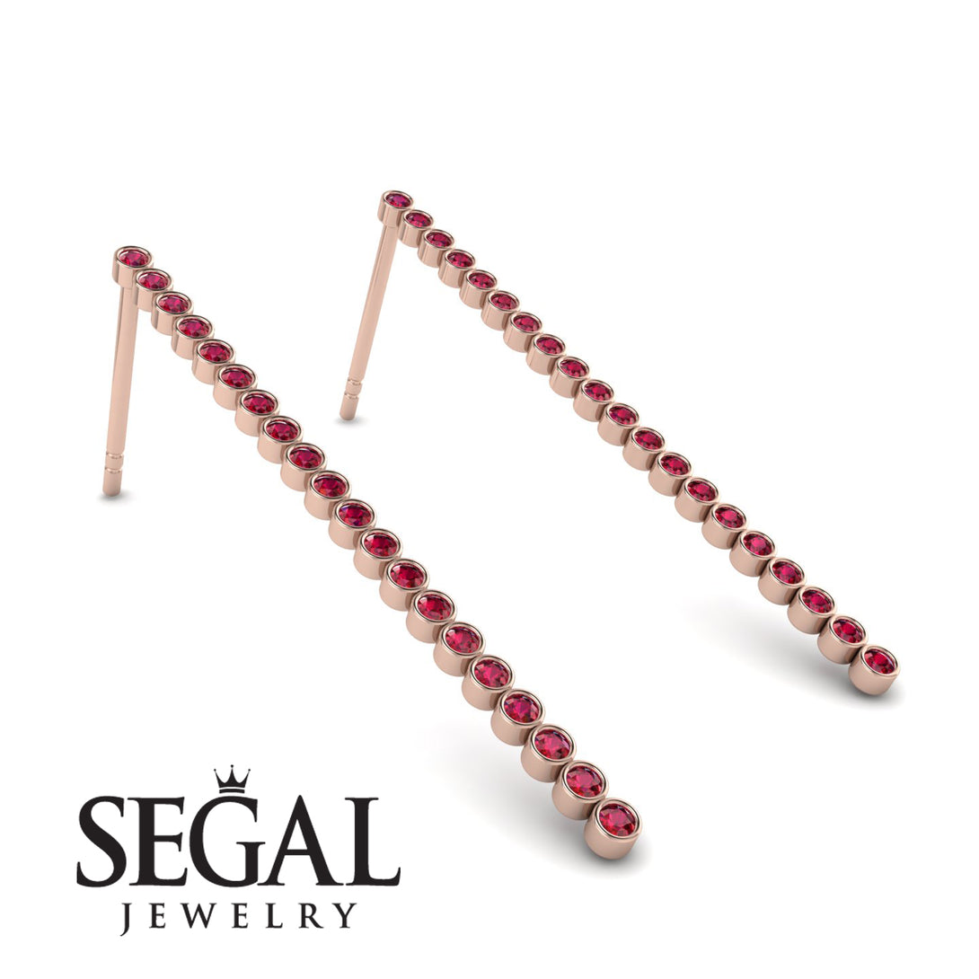 Stud Long Bezel Ruby Earrings - Salma No. 11