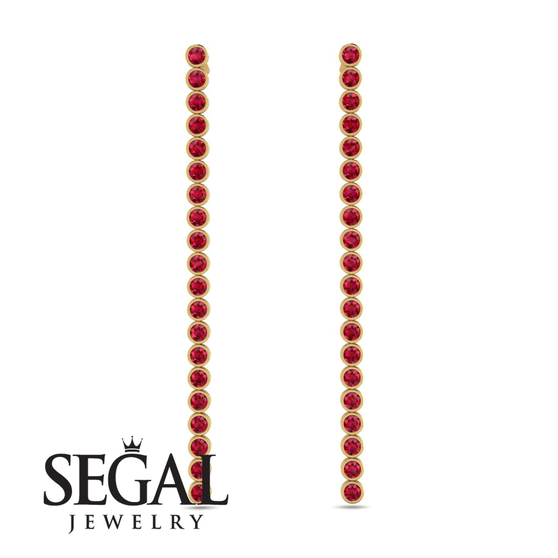 Stud Long Bezel Ruby Earrings - Salma No. 10