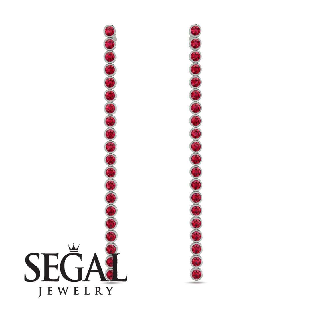 Stud Long Bezel Ruby Earrings - Salma No. 12