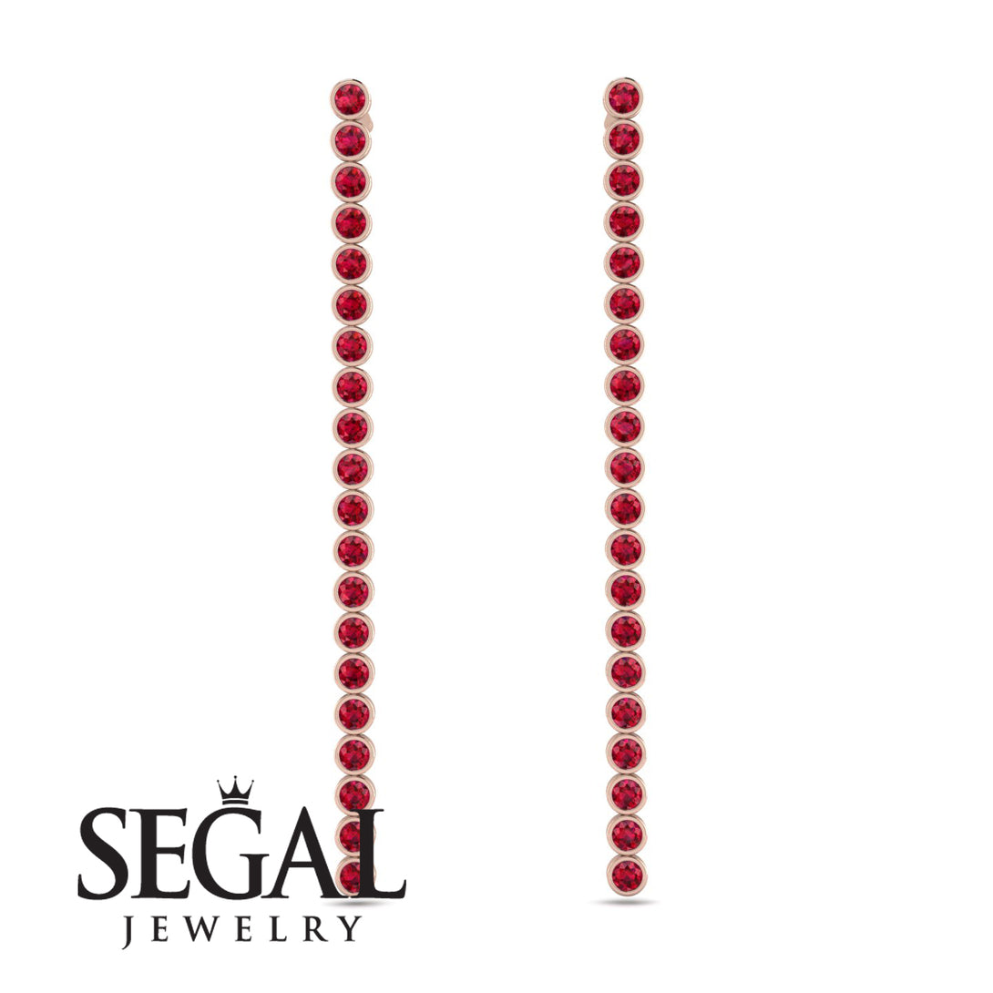 Stud Long Bezel Ruby Earrings - Salma No. 11