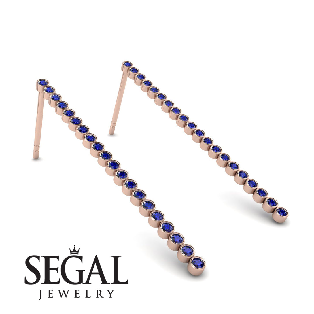 Stud Long Bezel Sapphire Earrings - Salma No. 14
