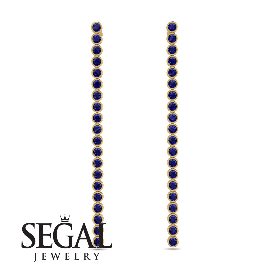 Stud Long Bezel Sapphire Earrings - Salma No. 13