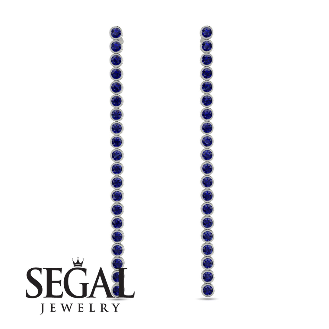 Stud Long Bezel Sapphire Earrings - Salma No. 15