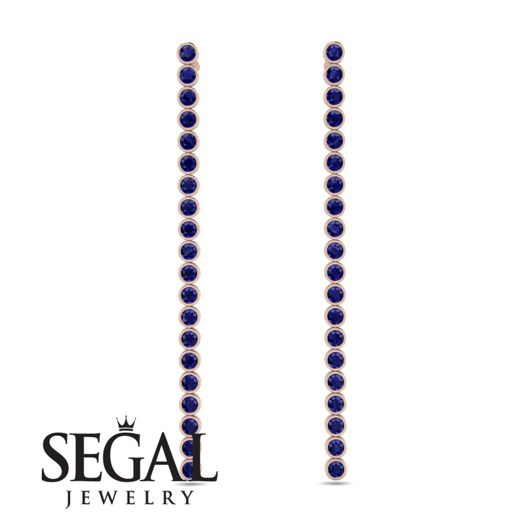Stud Long Bezel Sapphire Earrings - Salma No. 14