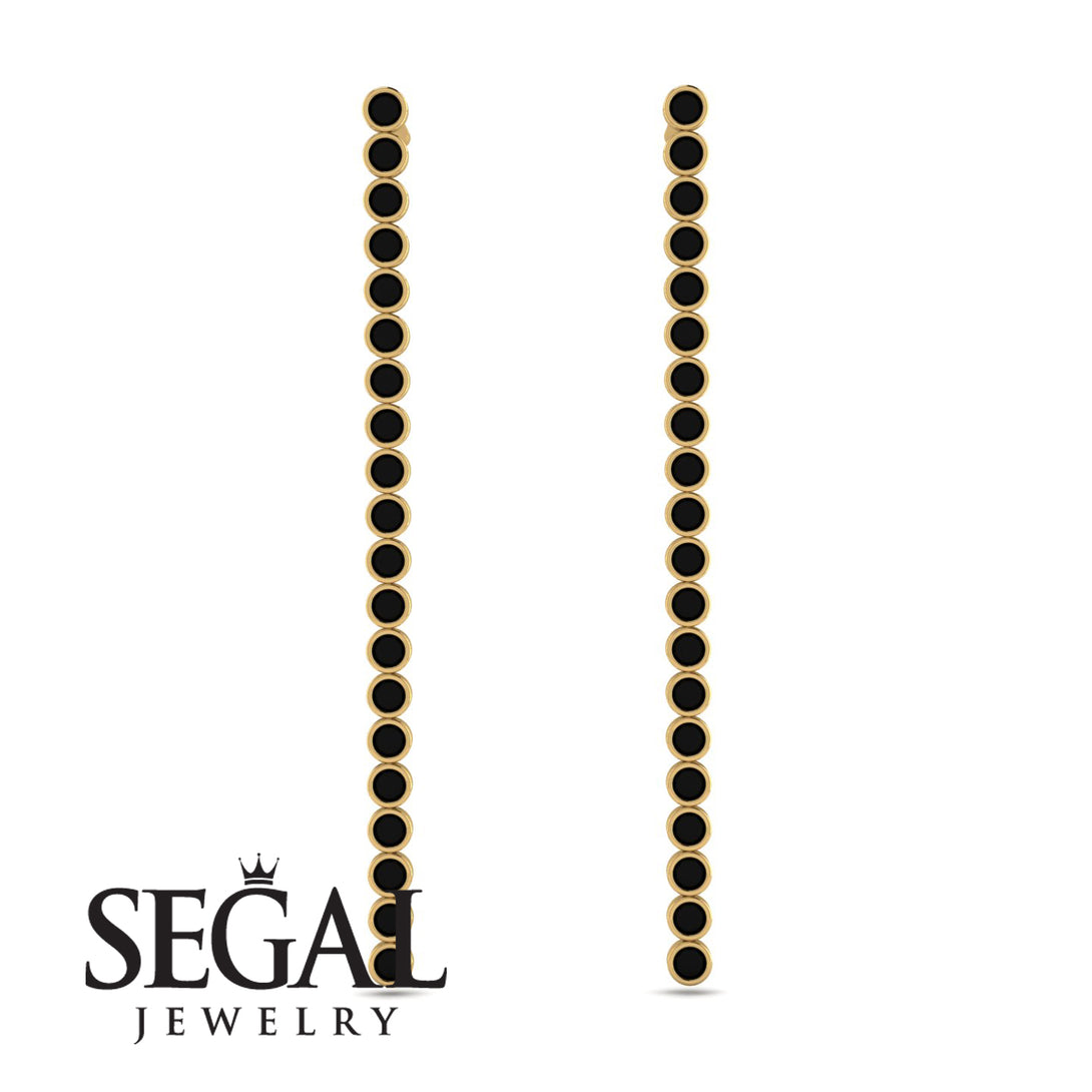 Stud Long Bezel Black Diamond Earrings - Salma No. 7
