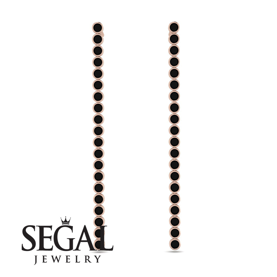 Stud Long Bezel Black Diamond Earrings - Salma No. 8