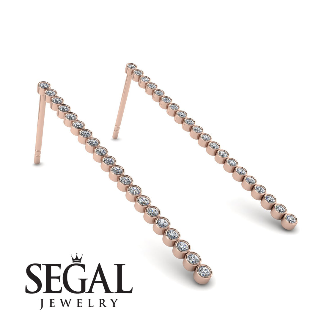 Stud Long Bezel Diamond Earrings - Salma No. 2