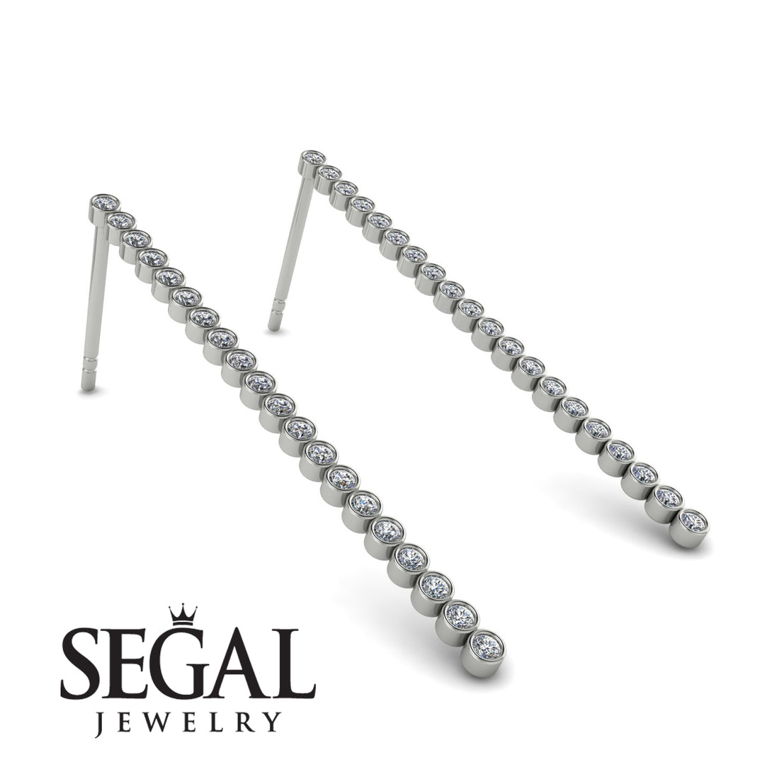 Stud Long Bezel Diamond Earrings - Salma No. 3