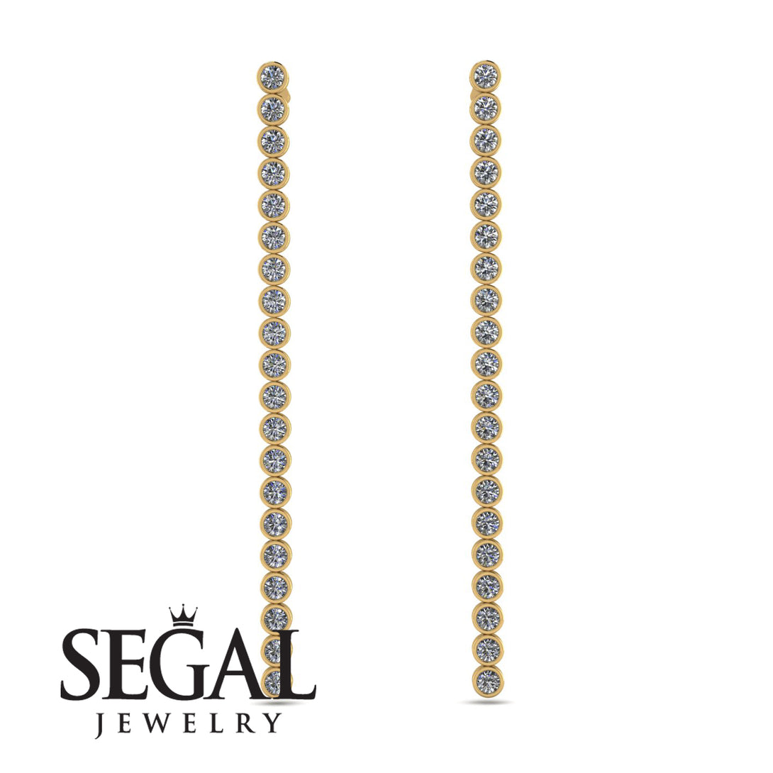 Stud Long Bezel Diamond Earrings - Salma No. 1