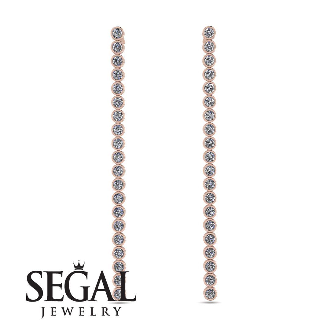 Stud Long Bezel Diamond Earrings - Salma No. 2