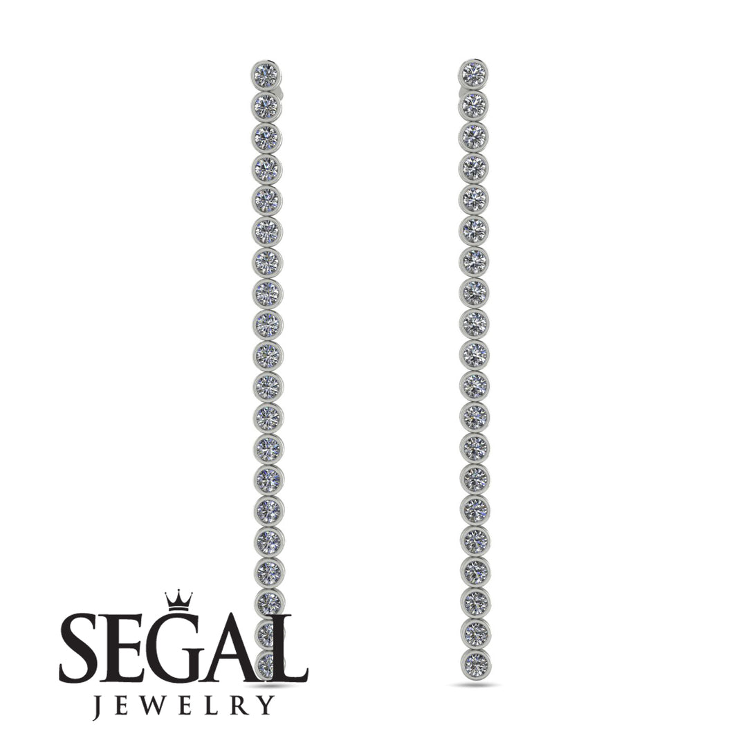 Stud Long Bezel Diamond Earrings - Salma No. 3