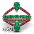 Symmetrical Twist Shank Pear Emerald Ring - Eliza No. 50