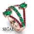 Symmetrical Twist Shank Pear Emerald Ring - Eliza No. 50 image 3