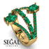 Symmetrical Twist Shank Pear Emerald Ring - Eliza No. 19