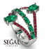 Symmetrical Twist Shank Pear Emerald Ring - Eliza No. 51