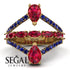 Symmetrical Twist Shank Pear Ruby Ring - Eliza No. 70