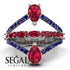 Symmetrical Twist Shank Pear Ruby Ring - Eliza No. 72