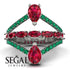 Symmetrical Twist Shank Pear Ruby Ring - Eliza No. 27