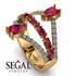 Symmetrical Twist Shank Pear Ruby Ring - Eliza No. 10
