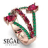 Symmetrical Twist Shank Pear Ruby Ring - Eliza No. 26