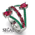 Symmetrical Twist Shank Pear Ruby Ring - Eliza No. 27