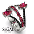 Symmetrical Twist Shank Pear Ruby Ring - Eliza No. 42