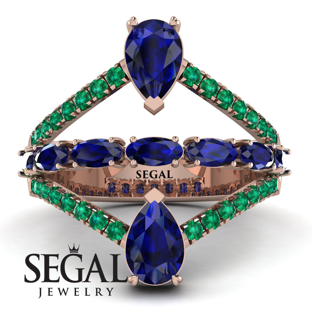 Symmetrical Twist Shank Pear Sapphire Ring - Eliza No. 29