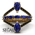 Symmetrical Twist Shank Pear Sapphire Ring - Eliza No. 43