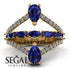 Symmetrical Twist Shank Pear Sapphire Ring - Eliza No. 13