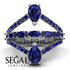 Symmetrical Twist Shank Pear Sapphire Ring - Eliza No. 75
