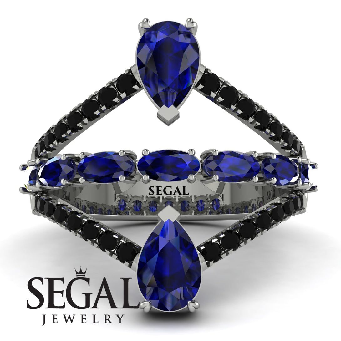Symmetrical Twist Shank Pear Sapphire Ring - Eliza No. 45