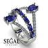 Symmetrical Twist Shank Pear Sapphire Ring - Eliza No. 15