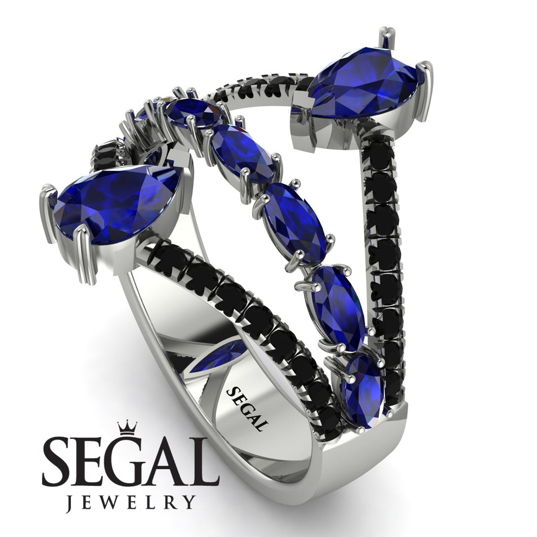 Symmetrical Twist Shank Pear Sapphire Ring - Eliza No. 45