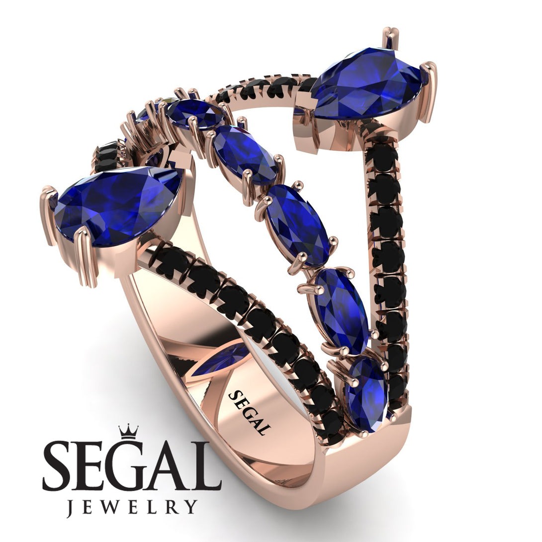 Symmetrical Twist Shank Pear Sapphire Ring - Eliza No. 44