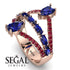 Symmetrical Twist Shank Pear Sapphire Ring - Eliza No. 59