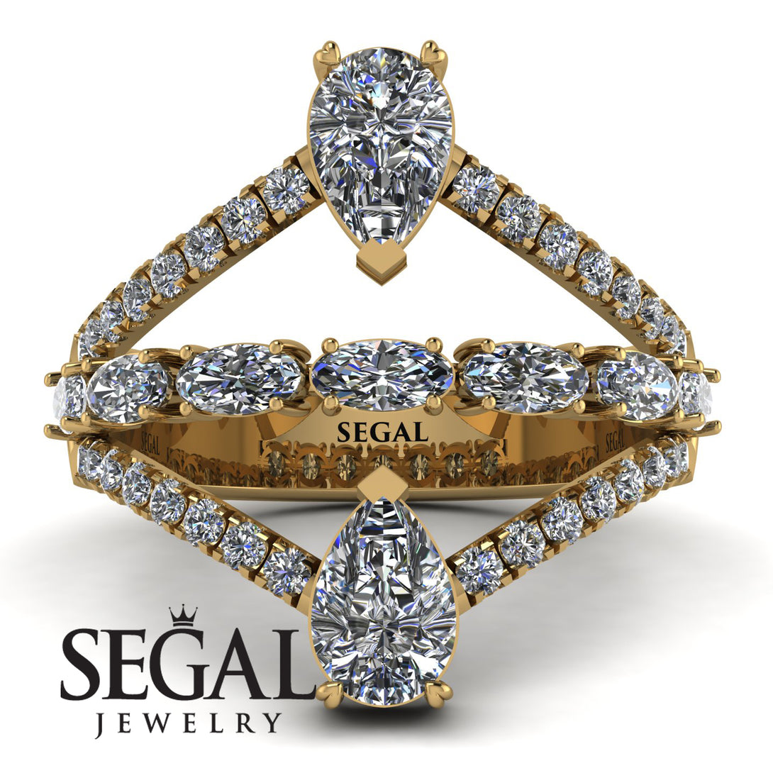 Symmetrical Twist Shank Pear Diamond Ring - Eliza No. 1