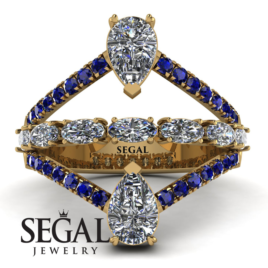 Symmetrical Twist Shank Pear Diamond Ring - Eliza No. 61