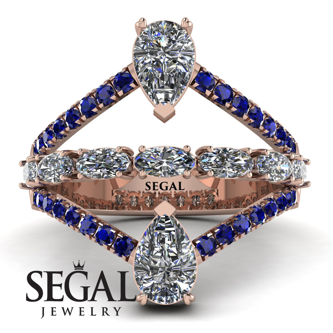 Symmetrical Twist Shank Pear Diamond Ring - Eliza No. 62