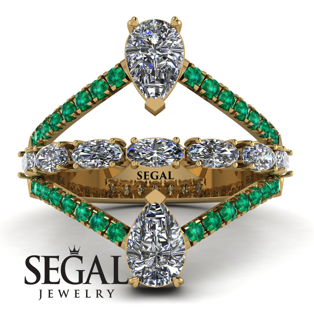 Symmetrical Twist Shank Pear Diamond Ring - Eliza No. 16