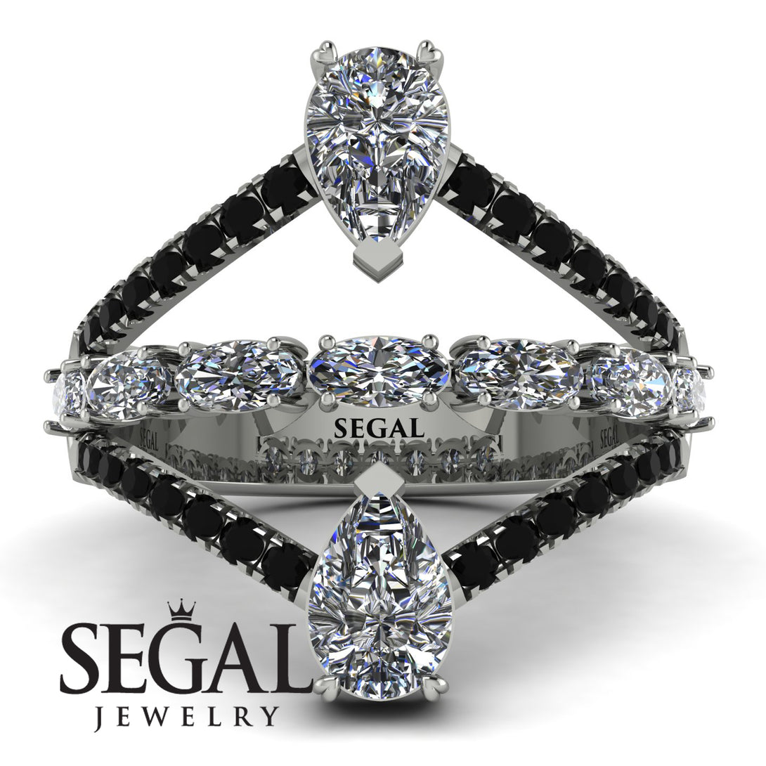 Symmetrical Twist Shank Pear Diamond Ring - Eliza No. 33
